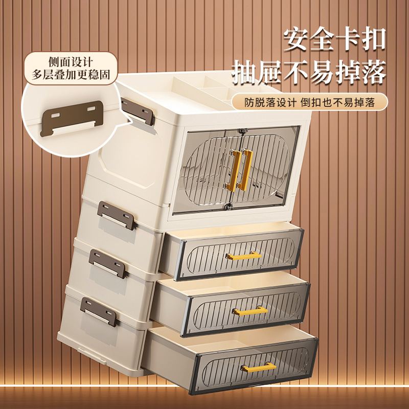 化妆品收纳盒高级感轻奢桌面收纳防尘抽屉式收纳护肤品口红整理箱|undefined