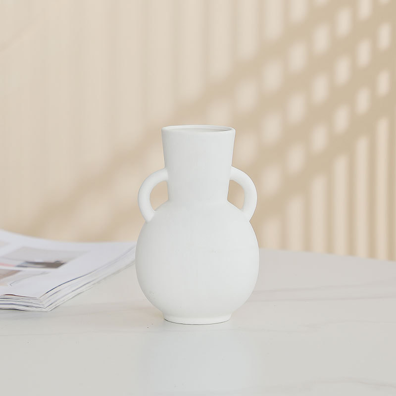 北欧陶瓷花瓶批发哑光白色花瓶 diy涂鸦画画花瓶插干花瓶装饰摆件
