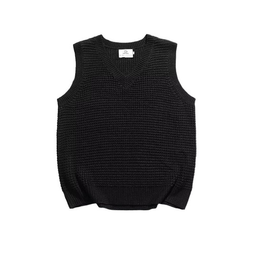 Vintage Hong Kong Style Korean Version V-Neck Knit Men's Loose Casual Outerwear Vest Sweater Solid Color Couple's Set