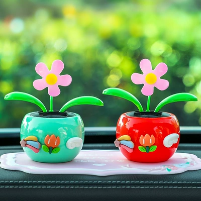 Car ornaments – Car Accessories for Women - green-red-six-small-flowers-pink-pad