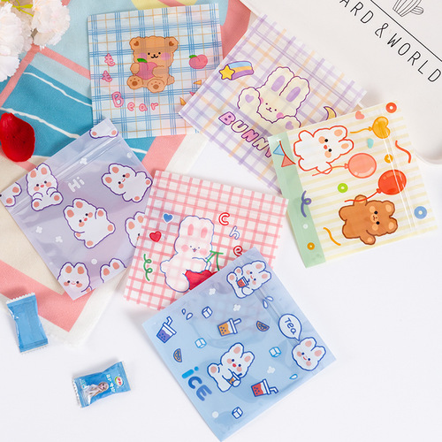 Korean cute snack ziplock bag girl heart bear biscuit candy small storage packaging bag candy bag