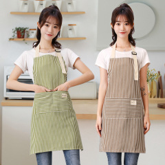 韓国版小清新厨房男女料理通気エプロン綿100% 夏ファッションウエスト綿カバー作業服