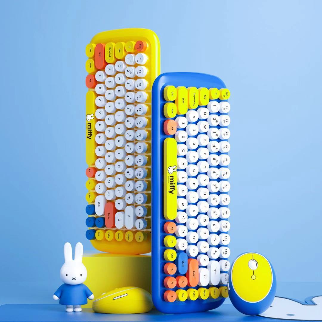 miffy Miffy Fun 2.4g wireless keyboard mouse suit Table mat Retro Mechanics computer keyboard