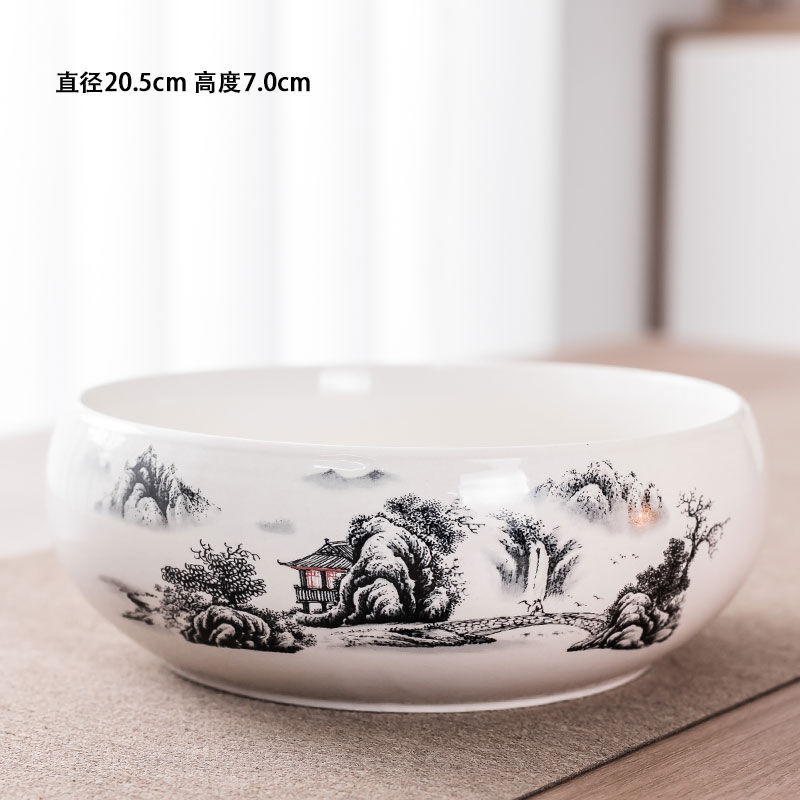 ◇ Ψ⊥〈 ♂ 20CM 대형 백자 차 세척 - 산과 흐르는 물 ≤