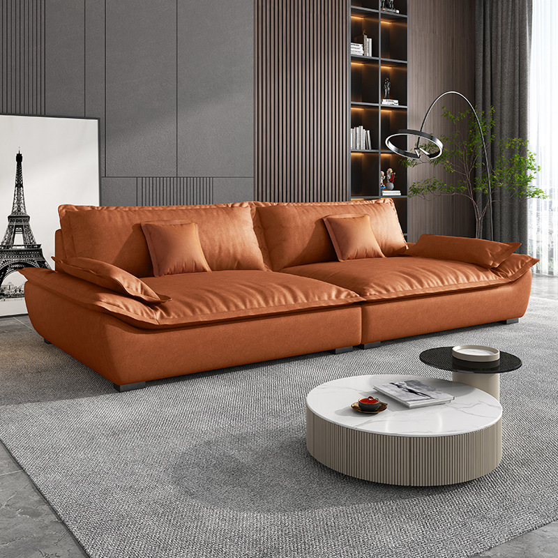 Tecnología paño abajo sofá Villa dormitorio Salón Italiano minimalista esqueleto látex gran fila recta vela barco tela sofá