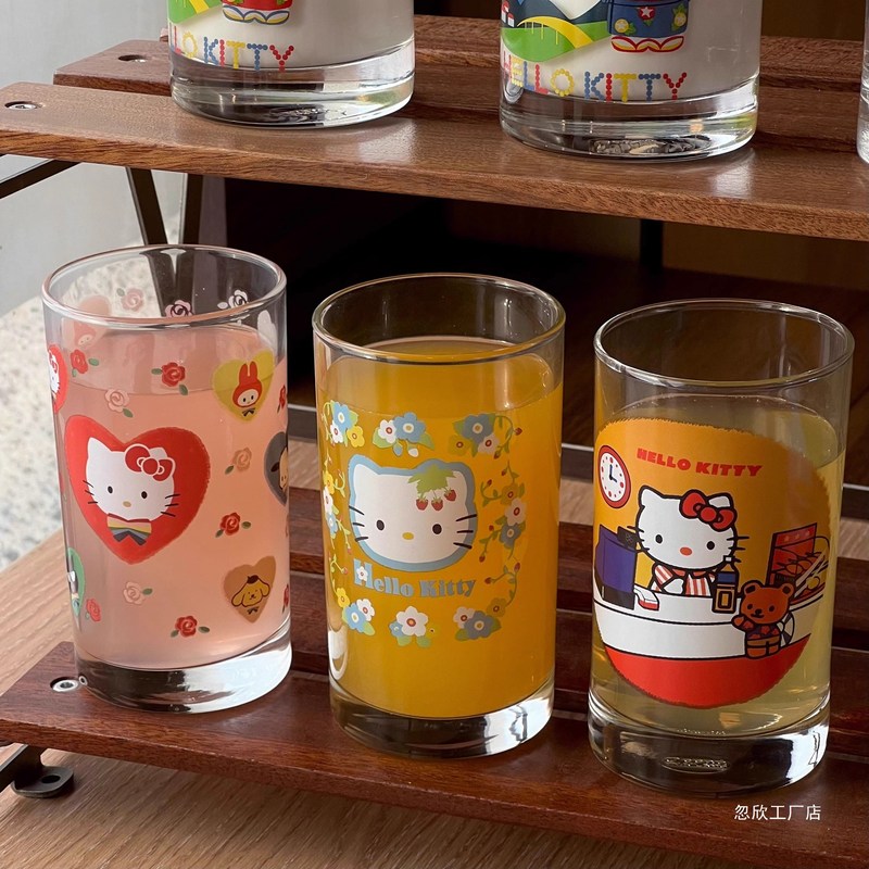 玻璃杯大合集凯蒂猫高颜值喝水杯子可爱卡通果汁饮料咖啡杯|undefined