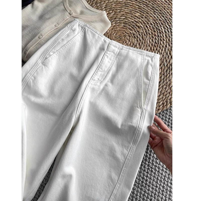 Treasure Pants, Super Slimming! Imported Cotton Sickle Jeans for Women, Early Autumn Cocoon-Shaped High-Waisted Slimming Cropped Pants