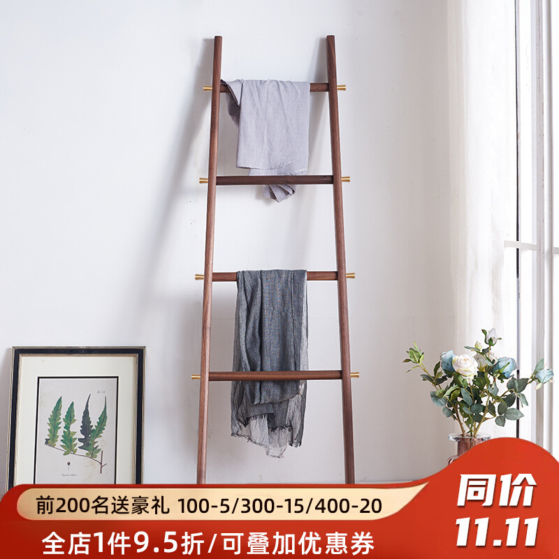 P616 wholesale solid wood clothes hanger modern simple European style walnut trapezoidal coat rack bed and breakfast clothing store floor-standing