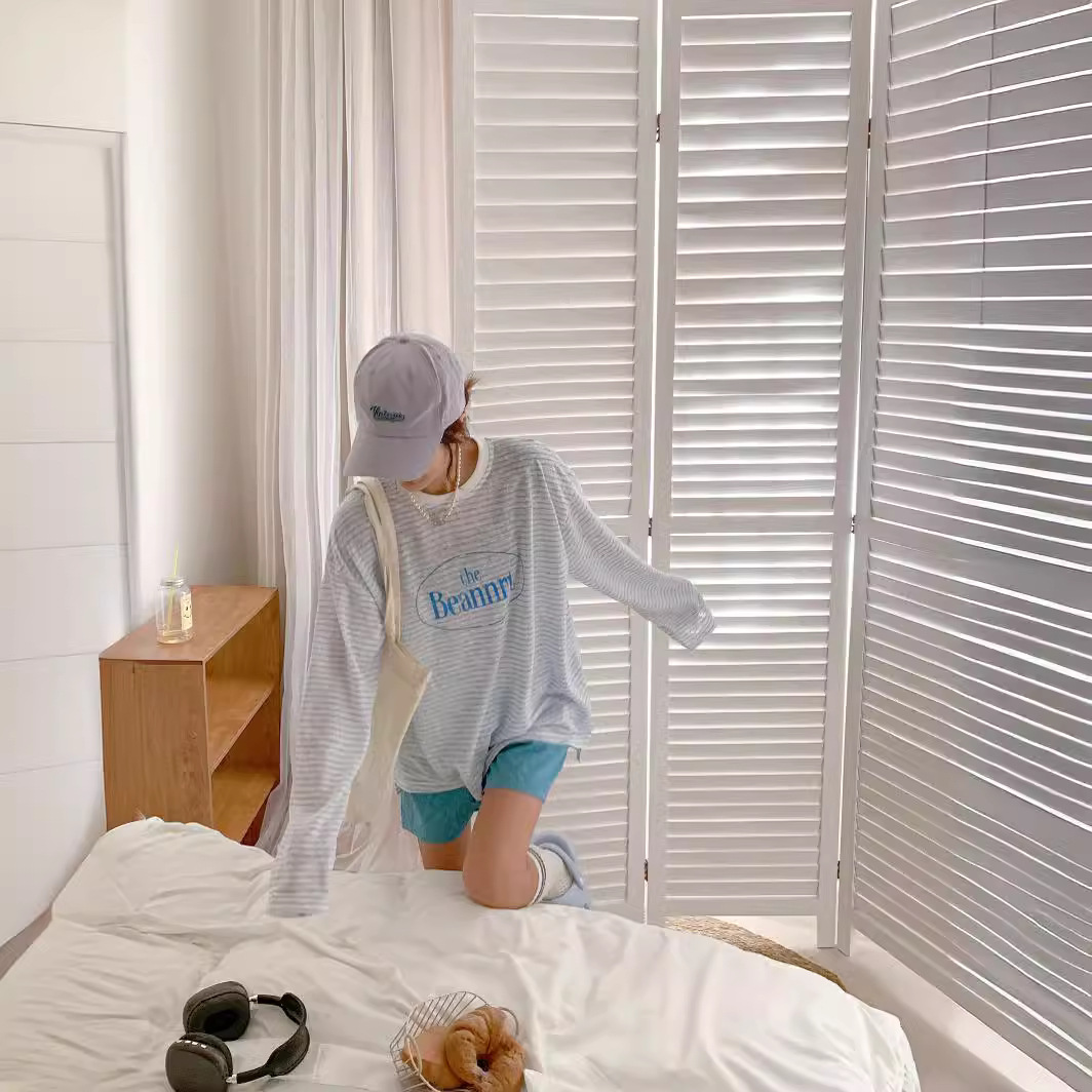 Bottoming High-end Top The barnnet Eight-milk Letter Casual Loose Long-sleeved Pullover Round Neck Sweatshirt for Women