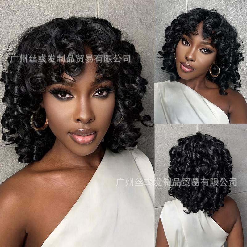 14 inch wig clavicle short hair African style Latin roll egg roll head Africa European and American foreign trade fashion short curly hair