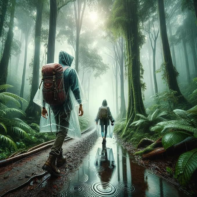 Poncho desechable capa transparente de emergencia poncho con capucha de cordón poncho de emergencia traje familiar para adultos y niños