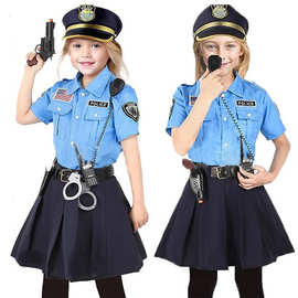 万圣节警察服女儿童节消防服装飞行员医生工装制服儿童角色扮演服
