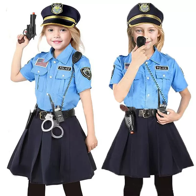 万圣节警察服女儿童节消防服装飞行员医生工装制服儿童角色扮演服