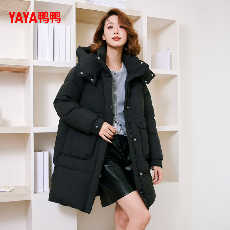 Duck down Jacket Women's 2026 Winter New Mid-Length Hooded Loose Trendy Fashion Casual Coat m