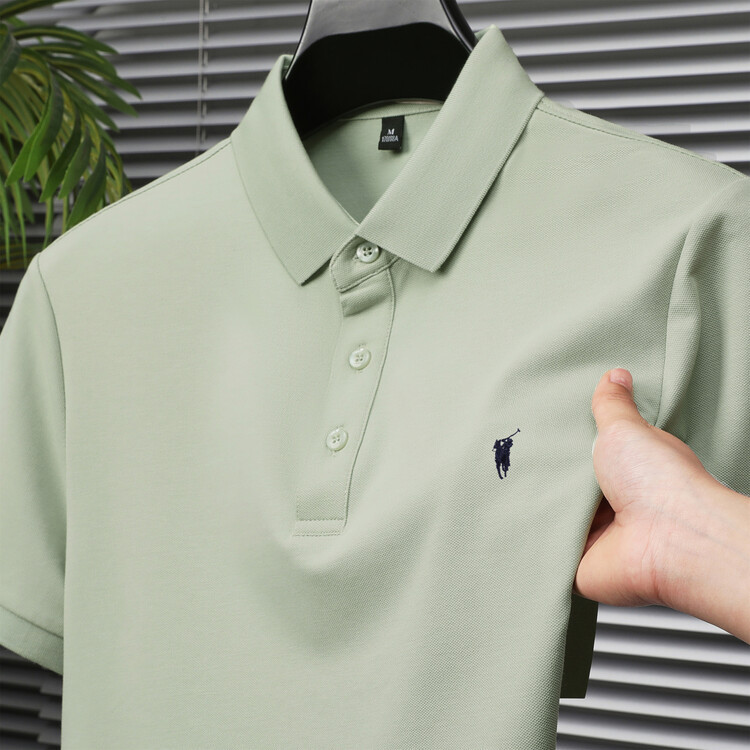 Embroidered polo shirt cross-border summer new cotton men's polo shirt fashion brand lapel embroidery thin breathable