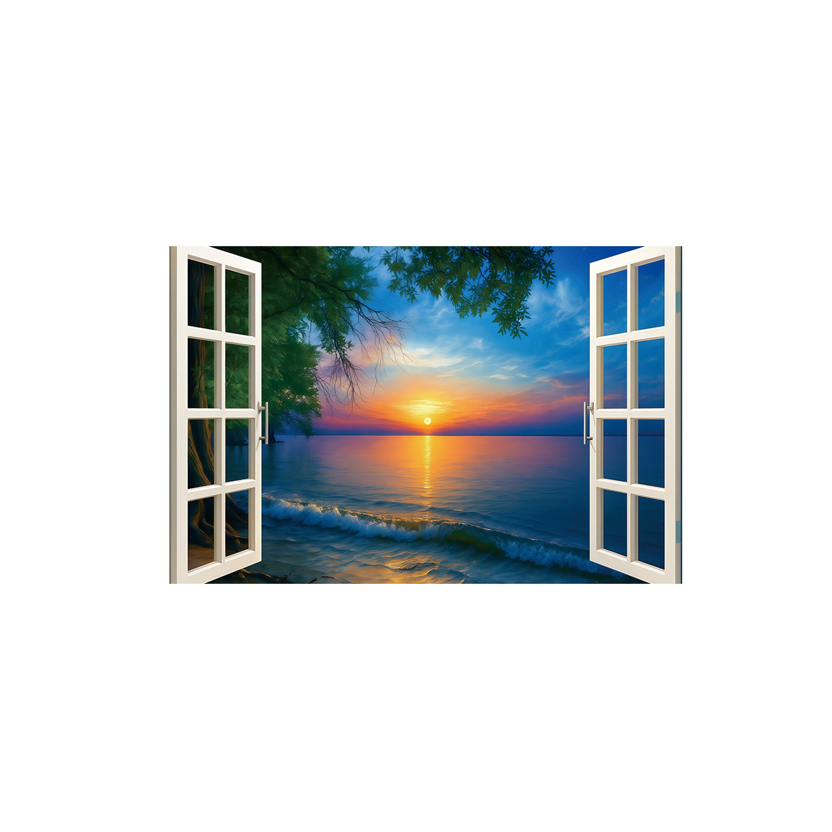 3d Seeblick Wandaufkleber Mit Fensteroptik Für Meer Dekoration_voghion.com