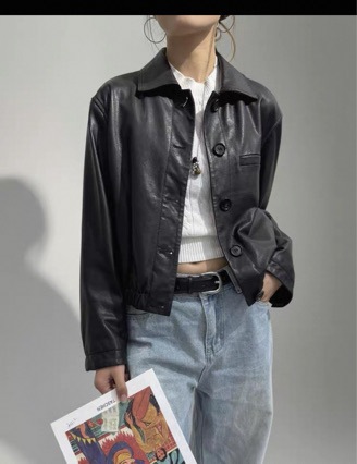 Yuan Quan's Same Style 2025 Imported Uncoated Vegetable Tanned Goatskin Women's Retro Short Leather Jacket