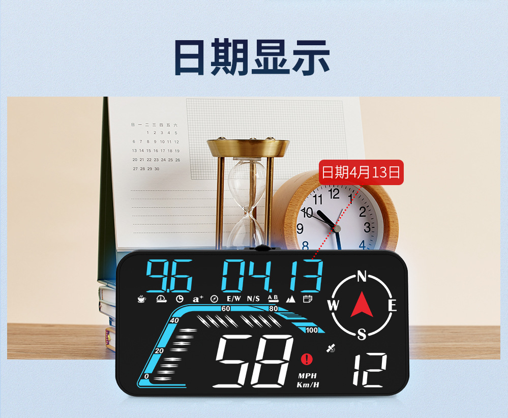 Cross-Border Car Hud Head-Up Display Car Universal Gps Car Speed Altitude High-Definition Multi-Function Instrument G12