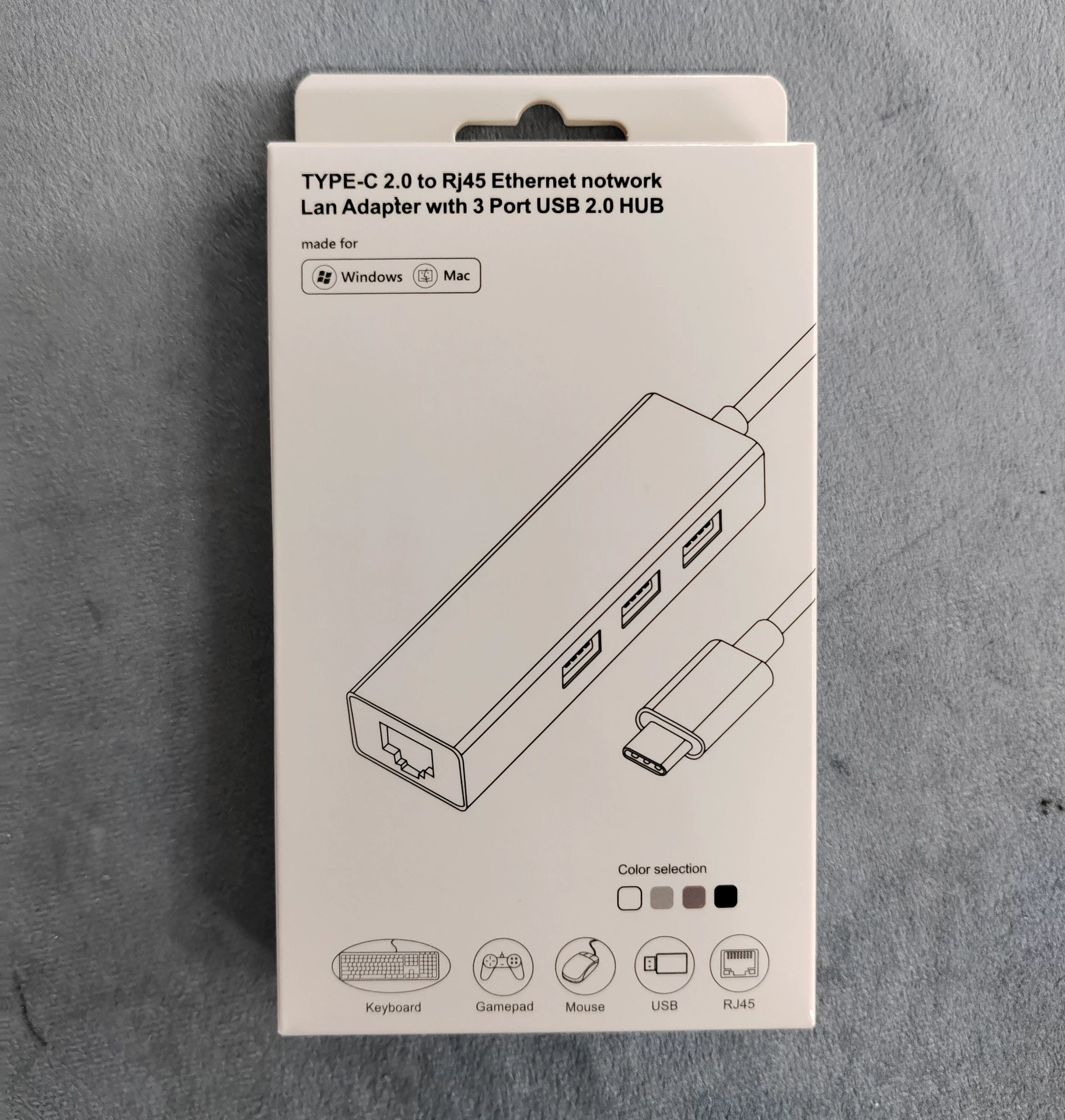 USB 100M.com карта RJ45+Hub USB2.0 сетевой карт-хаб тип-C 100M.com порт USB-C_TO_HUB
