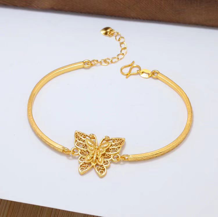 New Chinese fashion silk butterfly bracelet bracelet women's gold-plated retro  diamond chain bracelet bracelet supply batch_voghion.com