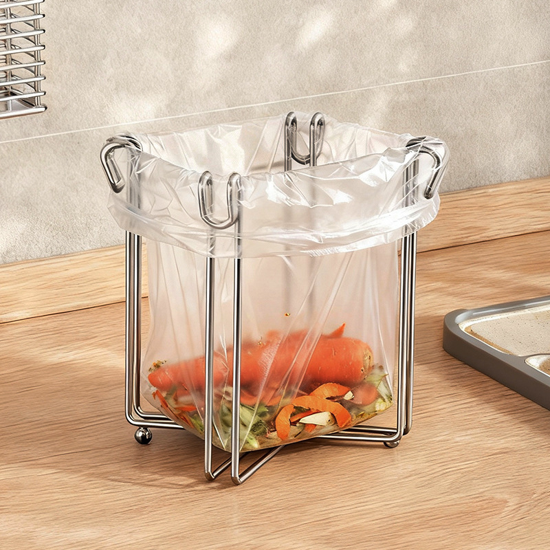 304 Stainless Steel Garbage Rack Foldableable Kitchen Countertop Garbage Bag Support Rack Simple Trash Can Bracket 304 Stainless Steel Garbage Rack Foldableable Kitchen Countertop Garbage Bag Support Rack Simple Trash Can Bracket