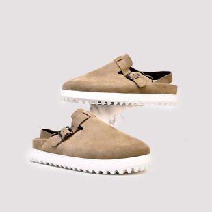 Platinum Wei Men's Shoes 2025 Summer New Vintage Birkenan Shoes All-match Flat Bottom Baotou Slippers Slip-on Shoes for Men