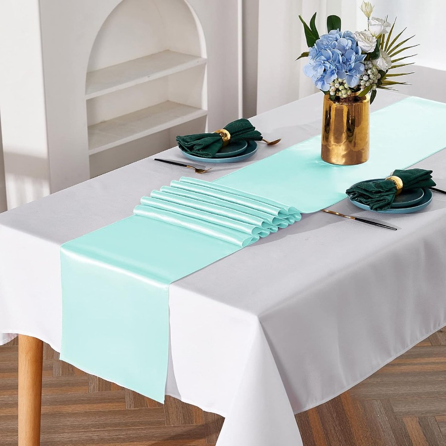 Venta caliente transfronteriza toalla de mesa de seda de satén de estilo europeo bandera de mesa con borde de bloqueo de alta densidad mesa de comedor decoración de fiesta de boda suministro de origen image 13
