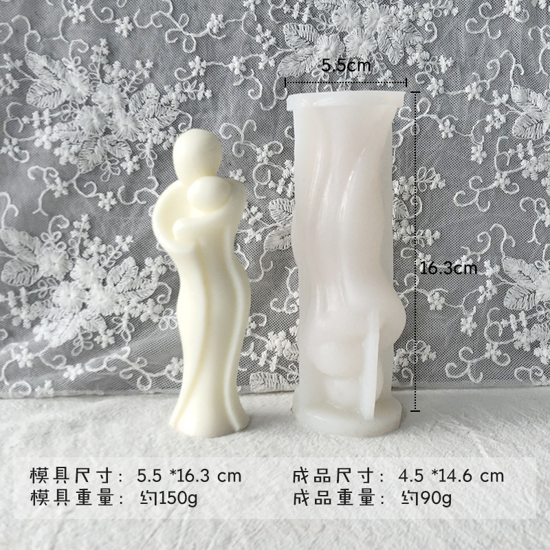 Retrato aromaterapia vela molde de silicona Madre y niño abrazo amante abrazo humano hecho a mano jabón en stock