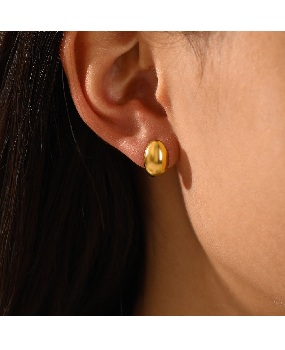 Simple Style C Shape Stainless Steel Gold Plated Ear Studs 1 Pair