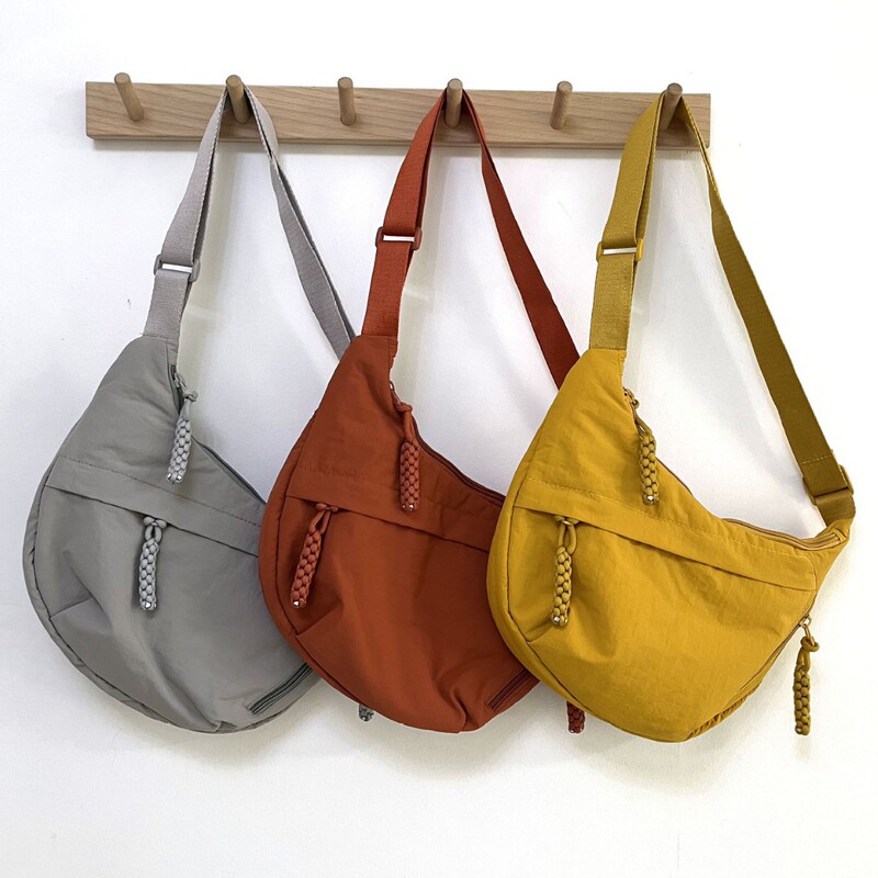 Fashion Cloth Bag for Female Students, Nylon Crossbody Bag, Large Capacity Shoulder Bag, Japanese Style Travel Dumpling Bag