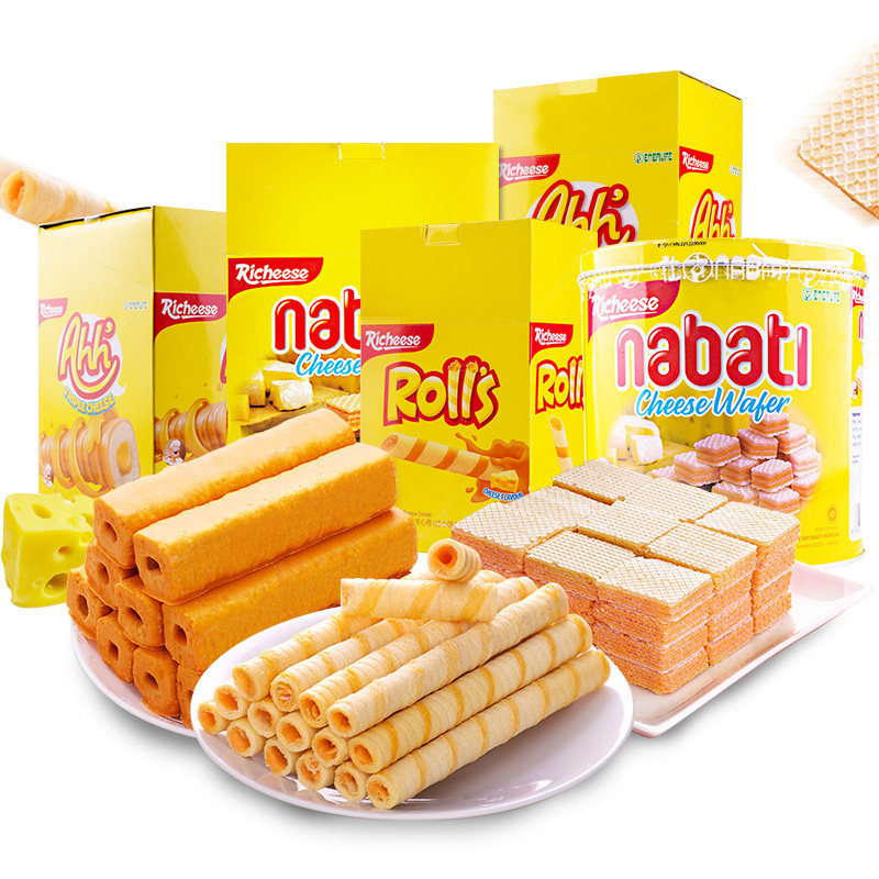 印尼进口食品热卖丽芝士纳宝帝奶酪威化饼干8种规格选择整箱批发