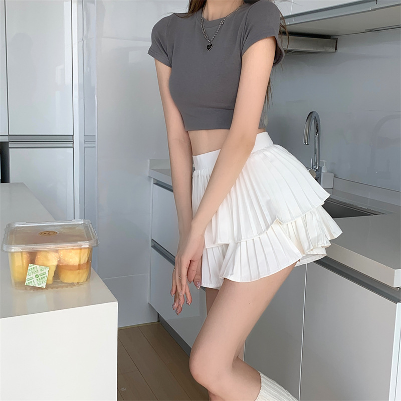 Puffy Skirt for Women 2026 New Summer Korean Style Versatile Slimming Cute Petite Pleated Cake Short Skirt Pants