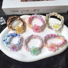 百合花朵豆豆发圈儿童皮筋可爱甜美毛绒不伤发发圈少女风学生发绳