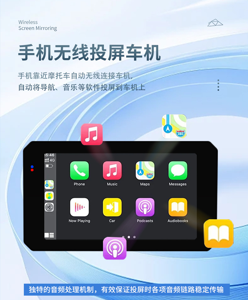 Cross-Border Hot-Selling Product 5inch Motorcycle Dashcam Wireless Carplay Phone Screen Mirroring Ultra-Thin Waterproof High-Brightness Screen