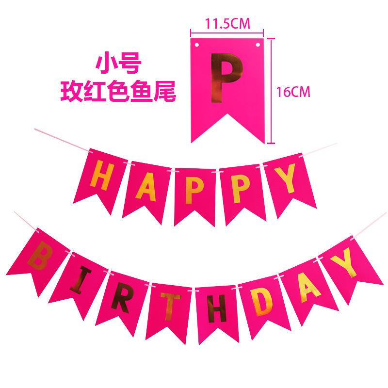 Guirnalda de Feliz Cumpleaños con Diseño de Cola de Pez en Papel Dorado, Decoración para Fiesta