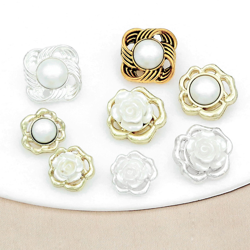 Small fragrant style hollow camellia metal button sweater dress shirt hand sewing button factory direct new listing