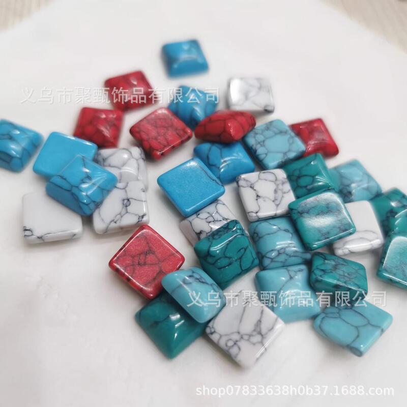 6~20mm Blue Turquoise Square Flat-Back Cabochons, Turquoise Earring Studs, Jewelry Accessories, Loose Beads Wholesale