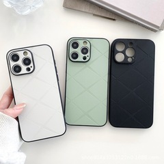 Apple 17 Pro、iPhone 16 Pro、星芒格子柄レザー、iPhone 15用、完全保護レンズ付きスマホケース、耐衝撃カバー
