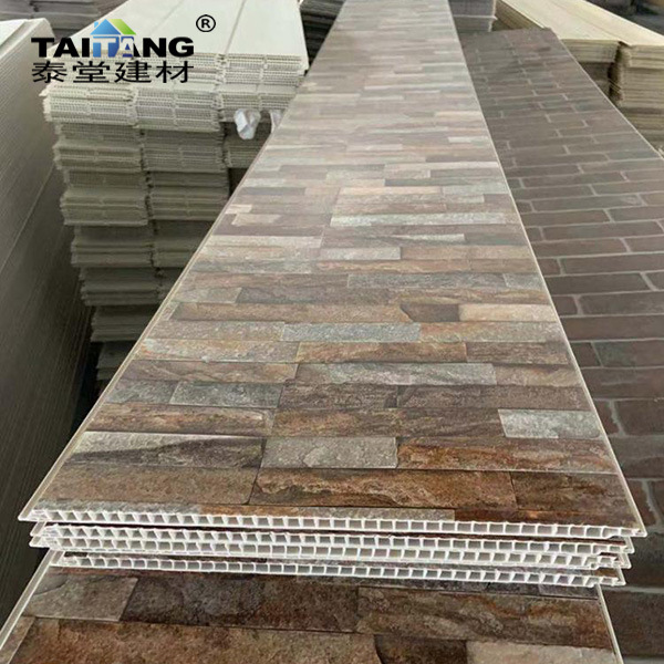 Comercio exterior 300MM * 6MM laminado vetas de madera PVC techo de refuerzo de plástico panel de pared de techo decoración