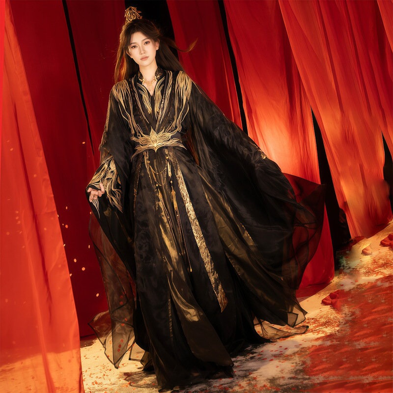 Hanfu Wei and Jin Dynasty Style Heavy Embroidery Large Sleeve Shirt Ancient Costume Martial Arts Style Unisex Fairy Style Film and Television Ancient Style Set