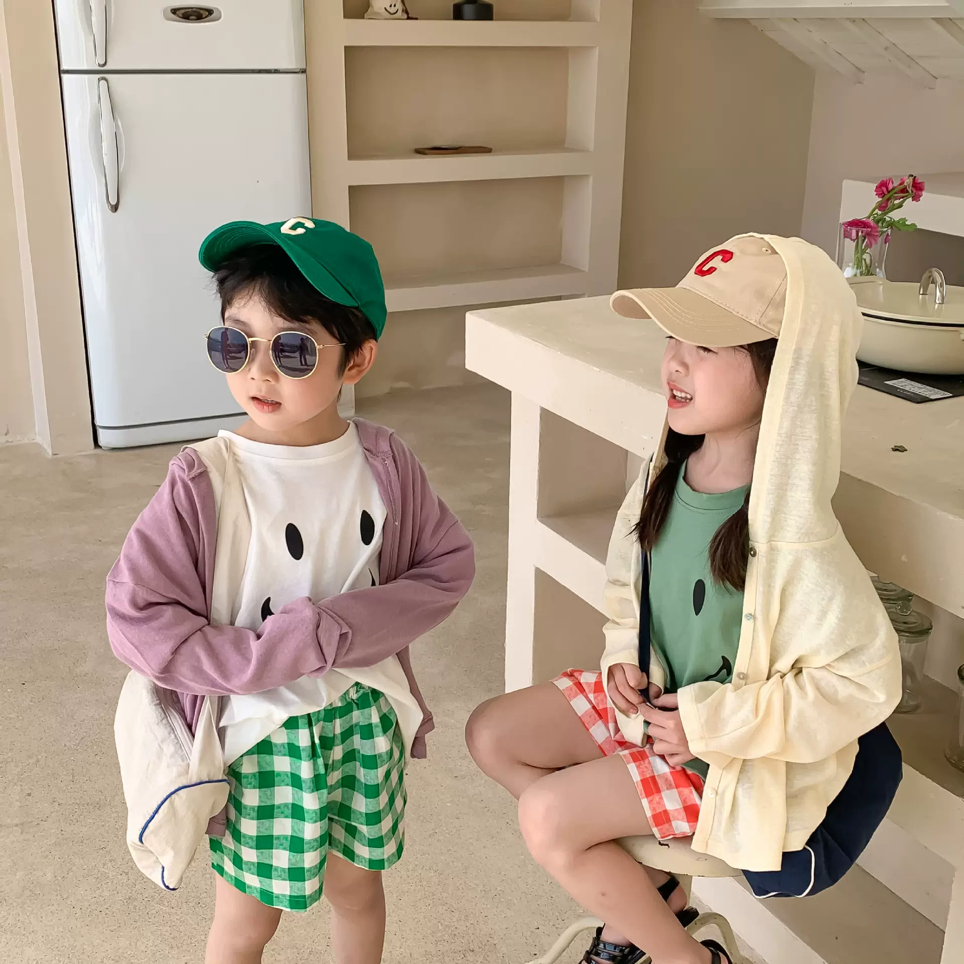 童外套2025夏新款韩版男童女童纯色防晒衣儿童长袖连帽上衣末小蒙