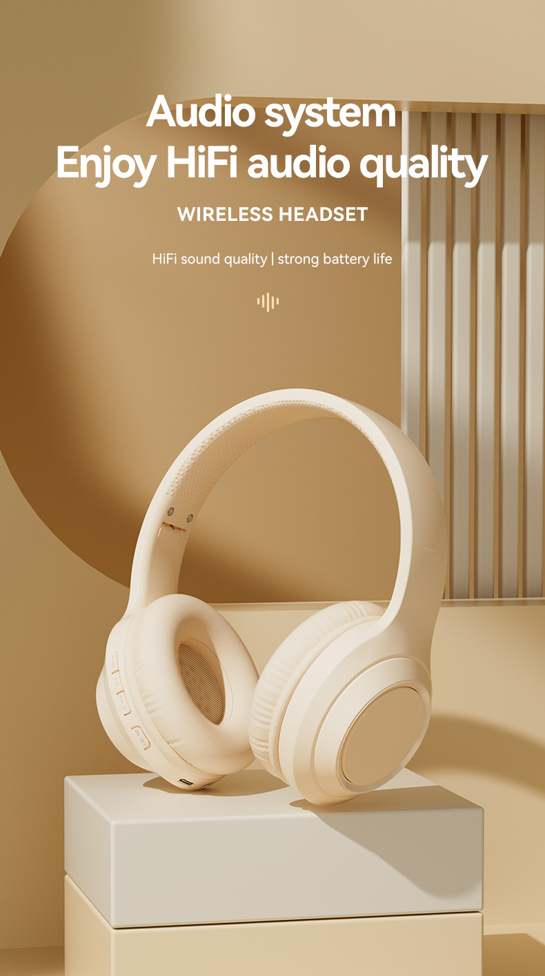 Wireless Bluetooth headset with long battery life, solid color plug-in earphones, mobile phones, Android tablets,_voghion.com