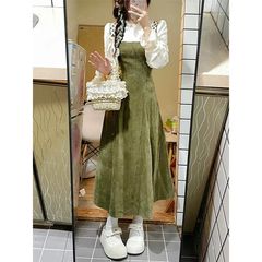 法式气质假两件连衣裙女学生版2025年新款汉元素小清新秋冬季裙子