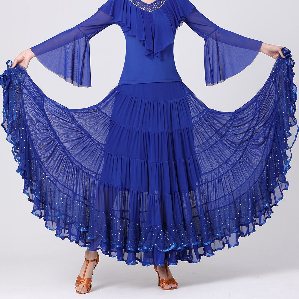 Modern dance costume, dance outfit, midi skirt, practice skirt, ballroom dance skirt, performance costume, sequined mesh maxi skirt