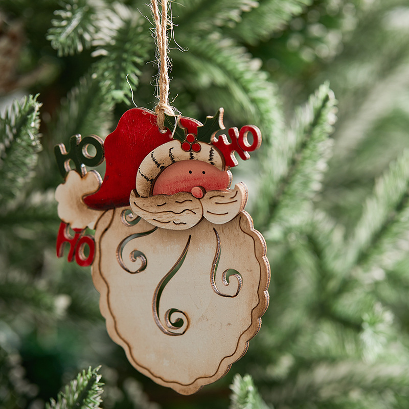 Madera de 10cm madera Santa colgante decoración de Navidad pintada a mano vieja colgante colgante de árbol de Navidad