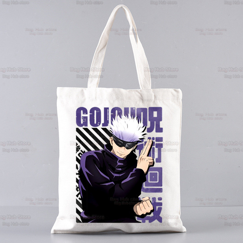 Jujutsu Kaisen Gojo Goku impresa bolsa de lona Harajuku bolso de hombro bolso de moda estudiante bolsa de compras