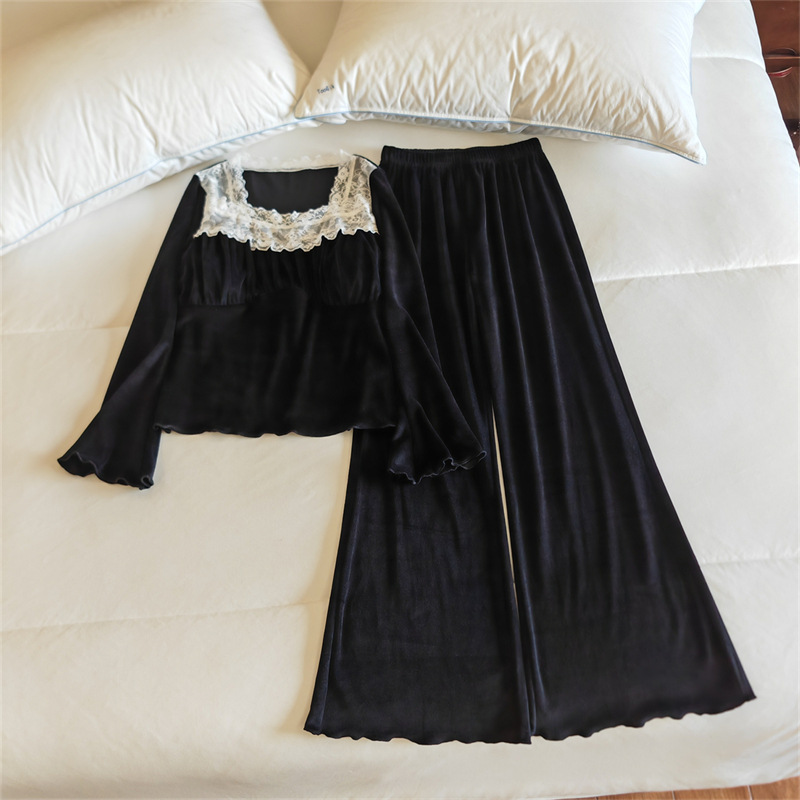 8642#(가슴 패드 포함) 슈트 블랙 아일랜드 벨벳