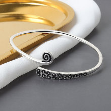 泰国清迈手工饰品泰银复古树叶手镯韩版时尚文艺女生羽毛开口手环