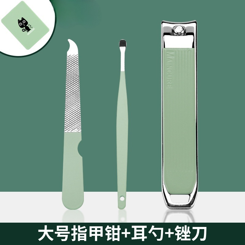 Juego de cortaúñas anti-salpicaduras de alta calidad Cortaúñas biseladas de acero inoxidable Juego de cortaúñas de alta gama Manicura para el hogar