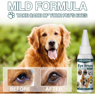 Yegbong Pet Eye Drops Clean Eye Discharge and Tear Stains, Remove Tear Stains, Cat and Dog Eye Care Eyewash, Antibacterial